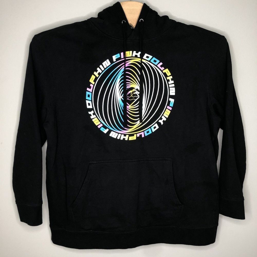 Pink+Dolphin Adult Unisex 3XL‎ Black Graphic Print Pullover Hoodied Sweatshirt